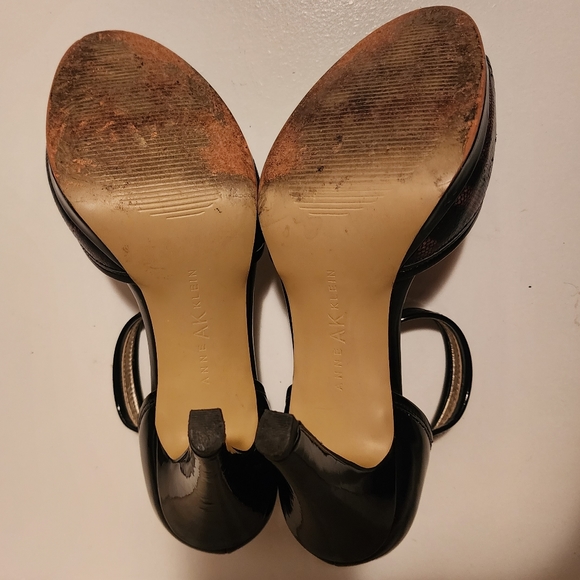 Anne Klein Etenia Leopard Print Black Patent Leather Open Toe Shoes Women's 7m - Picture 3 of 6